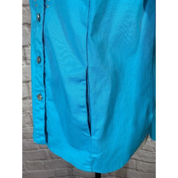 Bob Mackie Cut Out Jacket Womens Small Turquoise Blue Silver Wearable Art 9428 - Picture 6 of 10